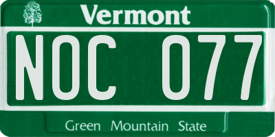 VT license plate NOC077