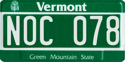 VT license plate NOC078