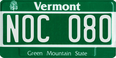 VT license plate NOC080