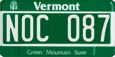 VT license plate NOC087