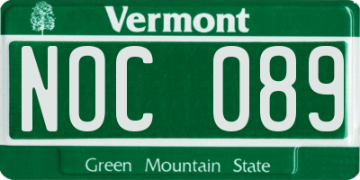 VT license plate NOC089