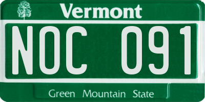 VT license plate NOC091