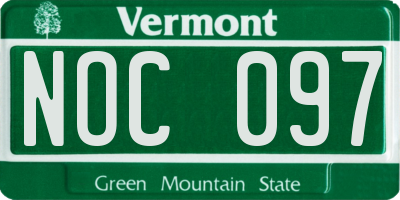 VT license plate NOC097