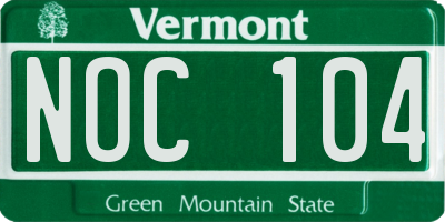 VT license plate NOC104