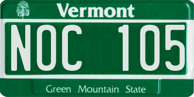 VT license plate NOC105