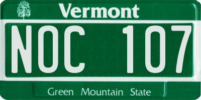 VT license plate NOC107