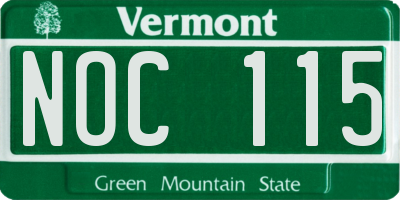 VT license plate NOC115