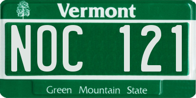 VT license plate NOC121