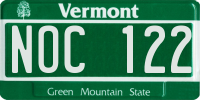VT license plate NOC122
