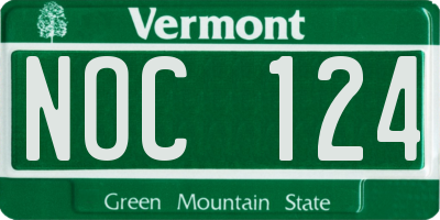 VT license plate NOC124