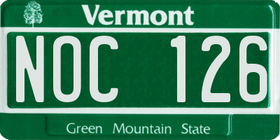 VT license plate NOC126