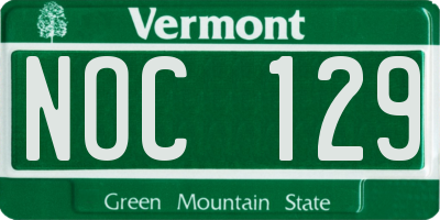 VT license plate NOC129