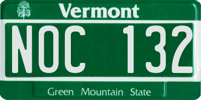 VT license plate NOC132