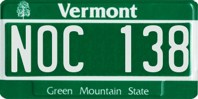 VT license plate NOC138