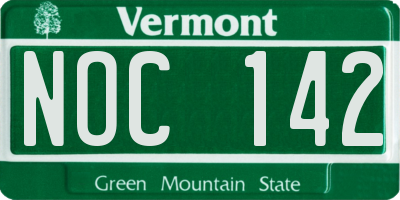 VT license plate NOC142