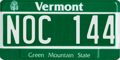 VT license plate NOC144