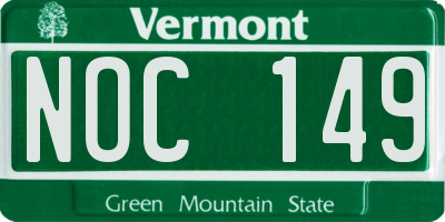 VT license plate NOC149