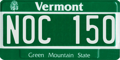 VT license plate NOC150