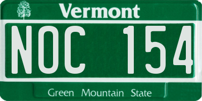 VT license plate NOC154