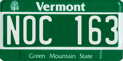 VT license plate NOC163