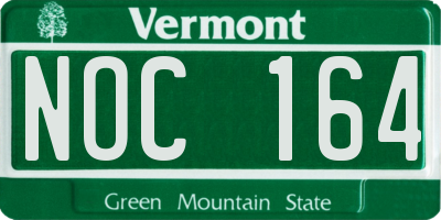 VT license plate NOC164