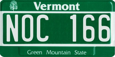 VT license plate NOC166