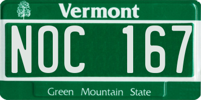 VT license plate NOC167