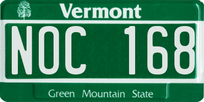 VT license plate NOC168