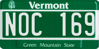 VT license plate NOC169