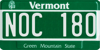 VT license plate NOC180