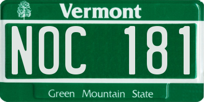 VT license plate NOC181