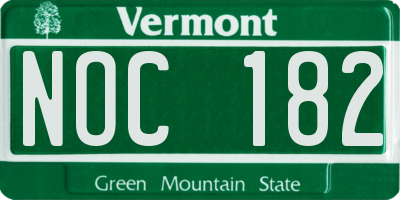 VT license plate NOC182