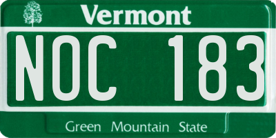 VT license plate NOC183