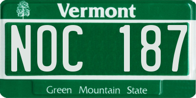 VT license plate NOC187