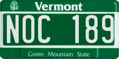 VT license plate NOC189