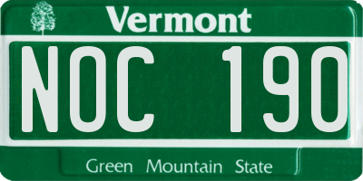 VT license plate NOC190