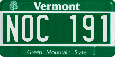 VT license plate NOC191