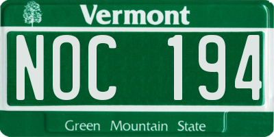VT license plate NOC194