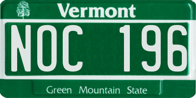 VT license plate NOC196