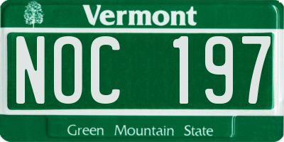 VT license plate NOC197