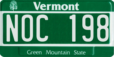 VT license plate NOC198