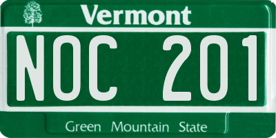 VT license plate NOC201