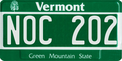 VT license plate NOC202