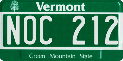 VT license plate NOC212