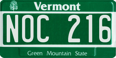 VT license plate NOC216
