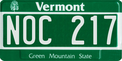 VT license plate NOC217