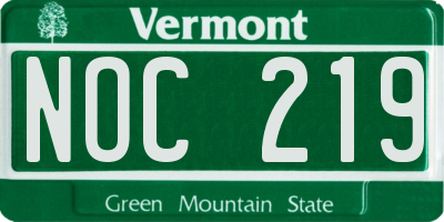 VT license plate NOC219