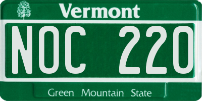 VT license plate NOC220