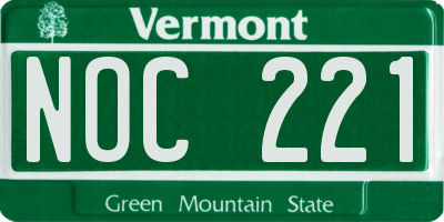VT license plate NOC221