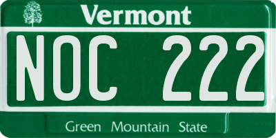 VT license plate NOC222